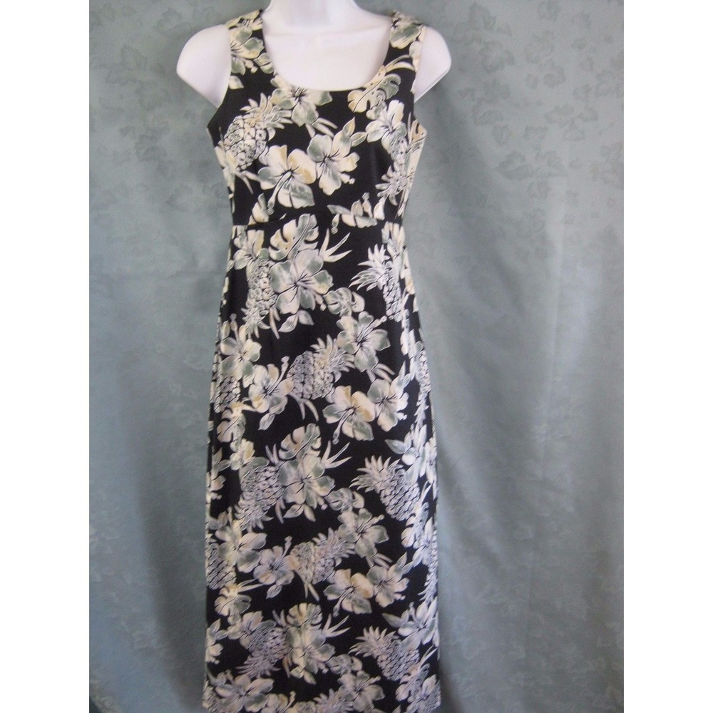 Hilo Hattie Long Dress Size 2 Tropical Print Aloha Hawaii Made 100% Cotton
